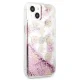 Dėklas Guess iPhone 13 mini Peony Liquid Glitter, rožinis