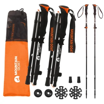 4Fizjo 1032 PRO+ Mountain Goat Folding Trekking & Nordic Walking Poles, Orange