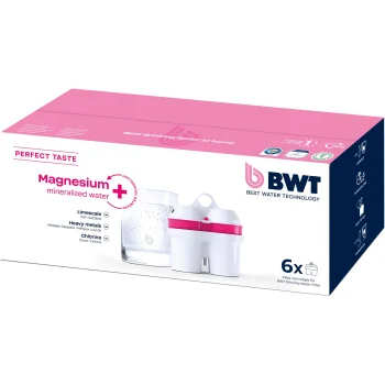 BWT 125681749 pakartotinai užpildomos vandens filtrų kasetės Magnesium Mineralizer, 6 vnt., balta
