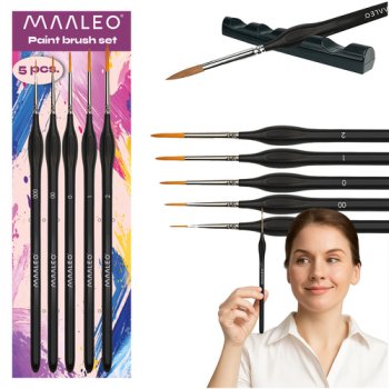 Maaleo 5-Piece Paint Brush Set with Stand, Black