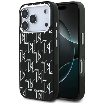 Karl Lagerfeld IML KL Monogram MagSafe dėklas, skirtas Apple iPhone 17 Pro, Juodas