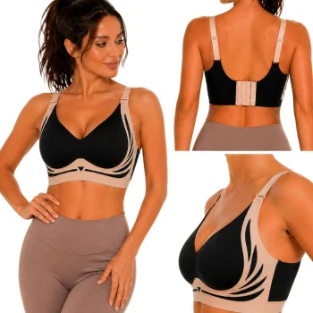Moteriška sportinė liemenėlė su pakėlimo efektu ir įdėklais, juoda, 2XL
