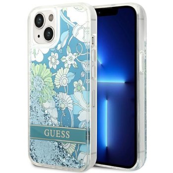 Guess Flower Liquid Glitter dėklas skirtas iPhone 14 Plus, žalias