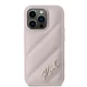 Karl Lagerfeld dėklas iPhone 14 Pro, Diagonal Quilted Script, rožinis