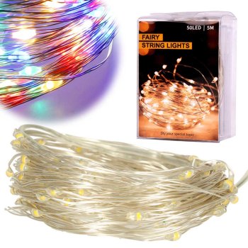 Daugiaspalvė LED vielutės girlianda, 5 m, 50 LED