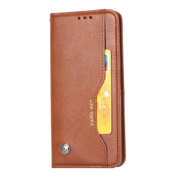 Rudas knygutės tipo dėklas „Sony Xperia 5“ (J8210 J9210) iš PU odos