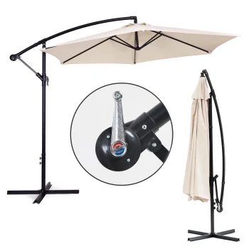 Large 3m Cantilever Garden Parasol with Crank MultiGarden, Beige