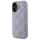 Guess dėklas iPhone 16 Quilted Metal Logo, šviesiai violetinis