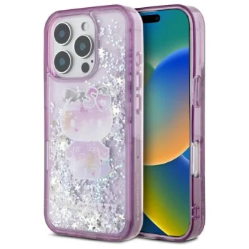 Hello Kitty iPhone 16 Pro dėklas Liquid Glitter 50TH Anniversary, violetinis