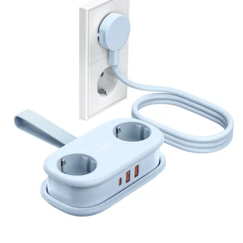 Orico AP3 GaN 20W 5in1 Power Strip 2x AC, 2x USB-A, 1x USB-C - Blue
