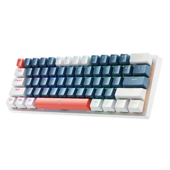 Machenike K500-B61 Wired Mechanical Gaming Keyboard, Blue and White