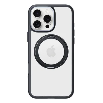 Dėklas Torras Ostand R Fusion telefonui iPhone 16 Pro, Black