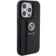 Guess Grip Stand 4G Saffiano Strass dėklas, skirtas iPhone 15 Pro Max, juodas