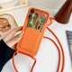 Silikoninis dėklas su kortelių skyreliu ir dirželiu iPhone 18 Pro Max / 17 Pro Max, oranžinis
