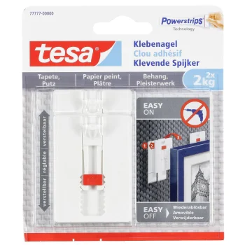 Reguliuojama lipni vinis Tesa 77777 tapetams ir tinkui iki 2 kg, 2 vnt., balta