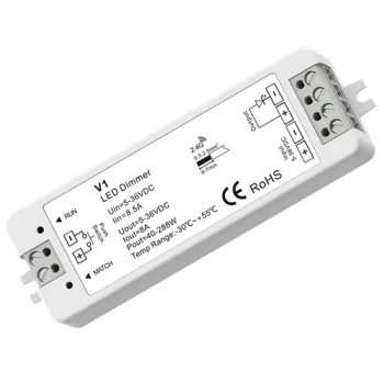 V1 vienos spalvos LED valdiklis Skydance 5-36V 8A Push-Dim RF 2.4GHz