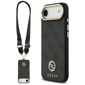 Guess 4G Strass Logo MagSafe dėklas, skirtas iPhone 17 Air, juodas