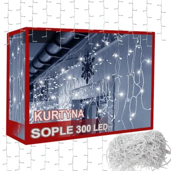 LED lempučių užuolaida 300 LED, 10 m, jungiama, šaltai balta