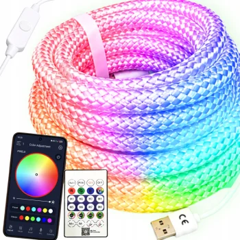 Vandeniui atspari RGB LED neoninė juosta 5m su pulteliu