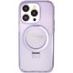 Dėklas Guess Ring Stand Script Glitter MagSafe, skirtas iPhone 15 Pro Max, violetinis