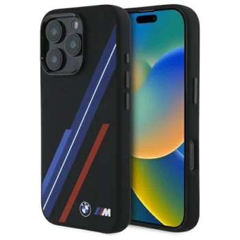 BMW BMHMP16L23SSPK iPhone 16 Pro 6.3" black/black hardcase Silicone Random Lines MagSafe