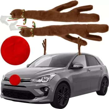 Kalėdinė automobilio dekoracija Elnio ragai ir nosis