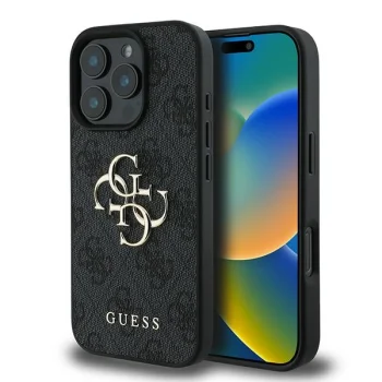Guess dėklas iPhone 16 Pro telefonui 4G Big Logo, juodas