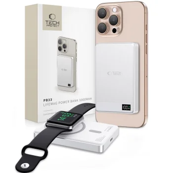 Išorinė baterija Tech-Protect PB33 LifeMag MagSafe 5000mAh, sidabrinė