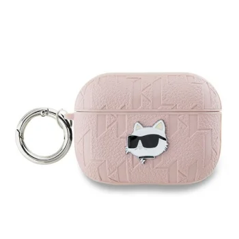 Karl Lagerfeld dėklas, skirtas AirPods Pro 2, Monogram Choupette Head, rožinis