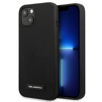 Karl Lagerfeld Silicone Plaque dėklas iPhone 13 mini telefonui, Juodas