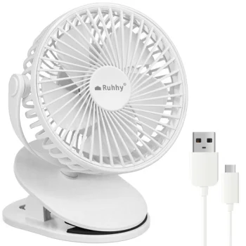 Ruhhy 00025566 Wireless Clip Fan, 1200mAh, White