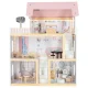 Wooden Dollhouse with Furniture and LED Light 78cm, Pink