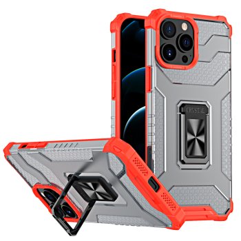 Dėklas Crystal Ring Case skirtas iPhone 13 Pro Max, Raudonas