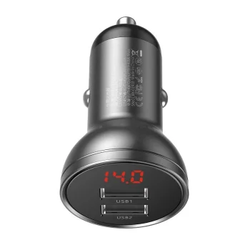 Baseus Digital Quick Car Charger 2xUSB 24W PD, Grey