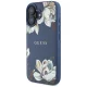 Guess Grained Printed Flower Pattern MagSafe dėklas telefonui iPhone 16, mėlynas