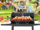 Large Portable Charcoal BBQ Grill with Adjustable Grate and Shelves