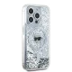 Karl Lagerfeld dėklas, skirtas iPhone 15 Pro, Liquid Glitter Karl Head MagSafe, skaidrus