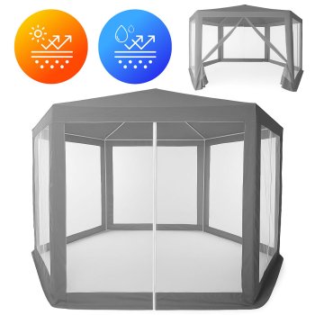 Sodo paviljono palapinė MultiGarden 2x2x2 m su tinkleliu nuo uodų, pilka