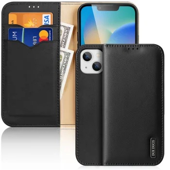 Dux Ducis Hivo Leather Flip Case for iPhone 14 Plus with RFID, Black