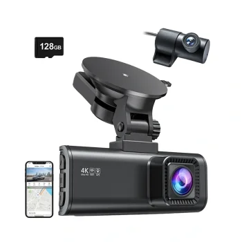 Vaizdo registratorius REDTIGER F7NP 4K + 1080p su 128 GB kortele, Wi-Fi 6 ir GPS