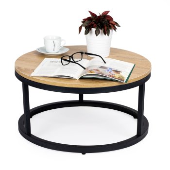 ModernHome apvalus industrinis kavos staliukas, 60 cm
