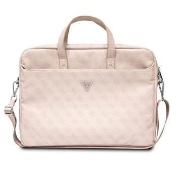 Guess Saffiano 4G Triangle Logo krepšys 16 colių nešiojamam kompiuteriui, rožinis