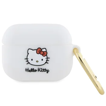 Hello Kitty AirPods Pro dėklas Silicone 3D Kitty Head, balta