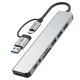 Tech-Protect HB06 8in1 USB-C šakotuvas ir adapteris, pilkas