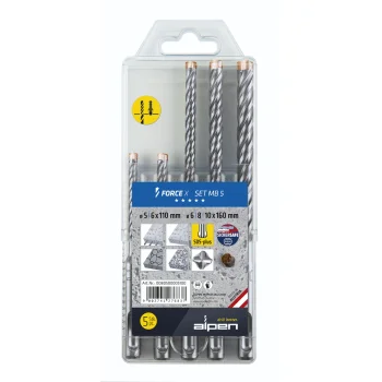 Alpen Force X MB 5 SDS-plus smūginių grąžtų komplektas, 5 vnt. (5-10 mm)