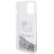 Hello Kitty dėklas iPhone 14 telefonui su skystais blizgučiais, sidabrinis