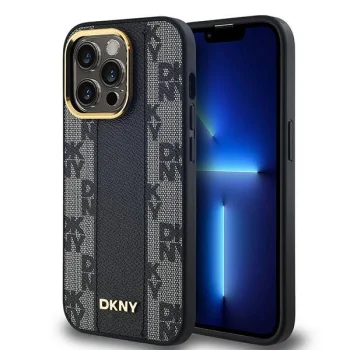 DKNY dėklas iPhone 13 / 13 Pro su MagSafe, juodas