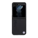 BMW Leather Hot Stamp dėklas telefonui Samsung Galaxy Z Flip 5, juodas