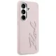 Karl Lagerfeld Grained Signature dėklas Samsung Galaxy S26, rausvas