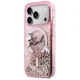 Karl Lagerfeld Liquid Glitter Karl Script dėklas iPhone 17 Pro Max su MagSafe, rožinis